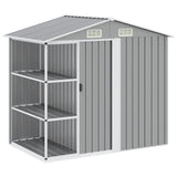 47103 Garden Shed with Rack Grey 205x130x183 cm Iron