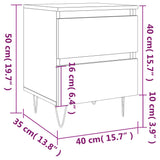 ZNTS Bedside Cabinet White 40x35x50 cm Engineered Wood 826876