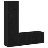 TV Cabinet Set Wall-mounted 3 pcs Black oak 130.5 x 30 x 140 cm 3333053