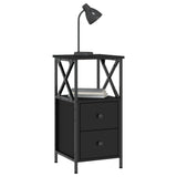 ZNTS Bedside Cabinet Black 34x35.5x70 cm Engineered Wood 825943