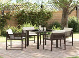 Garden Dining Set 5 pcs Brown Poly Rattan 3380753