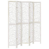 Room Divider 5 Panels White Solid Wood Paulownia 358744