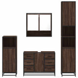 4 Piece Bathroom Furniture Set Brown Oak Engineered Wood 3301234