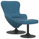 Egg Chair with Footstool Blue 63 x 73 x 90 cm Velvet 42002743