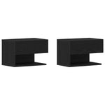 ZNTS Wall-Mounted Bedside Cabinets - Black Oak Engineered Wood 862735