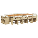 15 Piece Garden Dining Set with Cushions Beige Poly Rattan 3211240