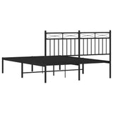 Metal Bed Frame without Mattress with Headboard Black 135x190cm 373690