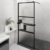 ZNTS Walk-in Shower Wall with Shelf Black 100x195 cm ESG Glass&Aluminium 3185475