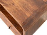 Solid Wood Mini Chestnut Curved Media Unit, 2 Drawers and Open Slot, Dark Brown B2743P402944