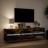 TV Wall Cabinet with LED Smoked Oak 180x31x45 cm 3307937