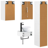 Bathroom Furniture Set 5 pcs White Engineered Wood and Glass 3407255