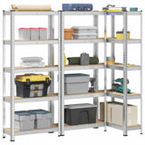 5-Layer Storage Shelves 3 pcs Silver Steel&Engineered Wood 4016939
