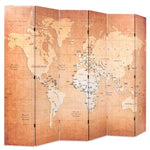 Folding Room Divider 228x170 cm World Map Yellow 245880
