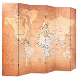 Folding Room Divider 228x170 cm World Map Yellow 245880