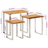 Nesting Tables 3 pcs with Live Edge Solid Wood Acacia 372761
