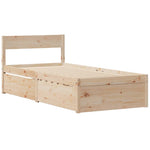 ZNTS Bed Frame without Mattress 90x190 cm Single Solid Wood Pine 846804