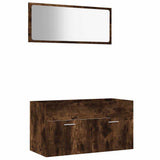 2 Piece Bathroom Furniture Set Smoked Oak Engineered Wood 826623