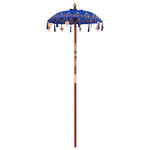 Parasol with Base Blue, Brown 250 cm Cotton, Wood 3356911