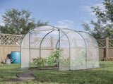 Walk-in Polytunnel Greenhouse with Roll-up Door Transparent Tunnel Greenhouse with Steel Frame and T3398P325355