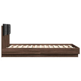 Bed Frame with LED without Mattress Brown Oak 135x190 cm Double 3210051