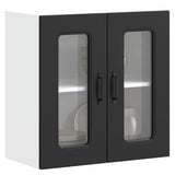 Kitchen Wall Cabinet with Glass Door Kalmar Black Engineered Wood 853668