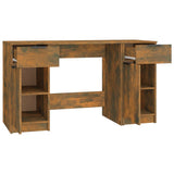 Desk with Side Cabinet Smoked Oak Engineered Wood 3115913