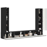 TV Cabinet Set 8 pcs Black Engineered Wood 3409133