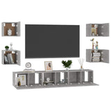 7 Piece TV Cabinet Set Concrete Grey Engineered Wood 3079081