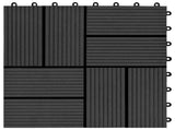 Decking Tile 11 pcs Black 30 x 30 cm WPC 42046676