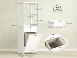 Tall Bathroom Cabinet, with Laundry Basket - White T3398P378059