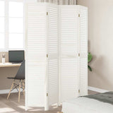 Room Divider 4 Panels White Solid Wood Paulownia 358835