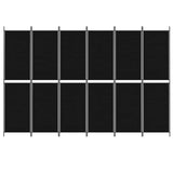 6-Panel Room Divider Black 300x200 cm Fabric 350241