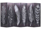 Folding Room Divider 228x170 cm Feathers Black and White 245892