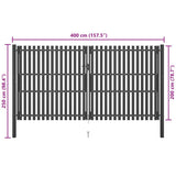 Garden Fence Gate Steel 400x200 cm Anthracite 146338