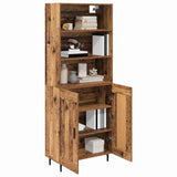 Highboard Old Wood 69.5 x 34 x 180 cm Engineered Wood and Glass 3415778