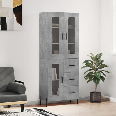 Highboard Concrete Grey 69.5x34x180 cm Engineered Wood 3198605