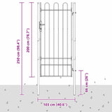 Fence Gate Grey 100 x 200 cm Powder coated steel 42008871