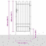 Fence Gate BOXTEL 103 x 250 cm Powder-Coated Steel Grey 42008871