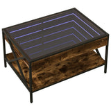 Coffee Table with Infinity LED Smoked Oak 70x50x38 cm 847704