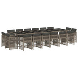 17 Piece Garden Dining Set with Cushions Grey Poly Rattan 3211064