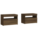 ZNTS Bedside Cabinets 2 pcs with LED Lights Brown Oak 60x35x40 cm 3152831