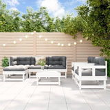 ZNTS 7 Piece Garden Lounge Set White Solid Wood Pine 3186215