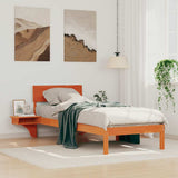 Bed Frame with Headboard Wax Brown 75 x 190 cm Solid Pine Wood 873474