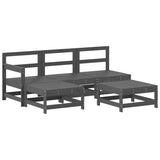 5 Piece Garden Lounge Set with Cushions Grey Solid Wood 3186062
