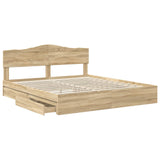 Storage Bed with Drawer Sonoma Oak 200 x 200 cm Engineered Wood 3413063