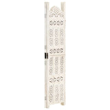 Hand carved 3-Panel Room Divider White 120x165 cm Solid Mango Wood 285318