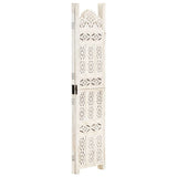 Hand carved 3-Panel Room Divider White 120x165 cm Solid Mango Wood 285318