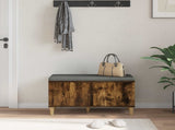 Hall Bench with Cushion with Storage Smoked Oak 80 x 38 x 46 cm 891532