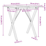 ZNTS Dining Table X-Frame 70x70x75 cm Solid Wood Pine and Steel 3282693