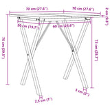 ZNTS Dining Table X-Frame 70x70x75 cm Solid Wood Pine and Steel 3282693